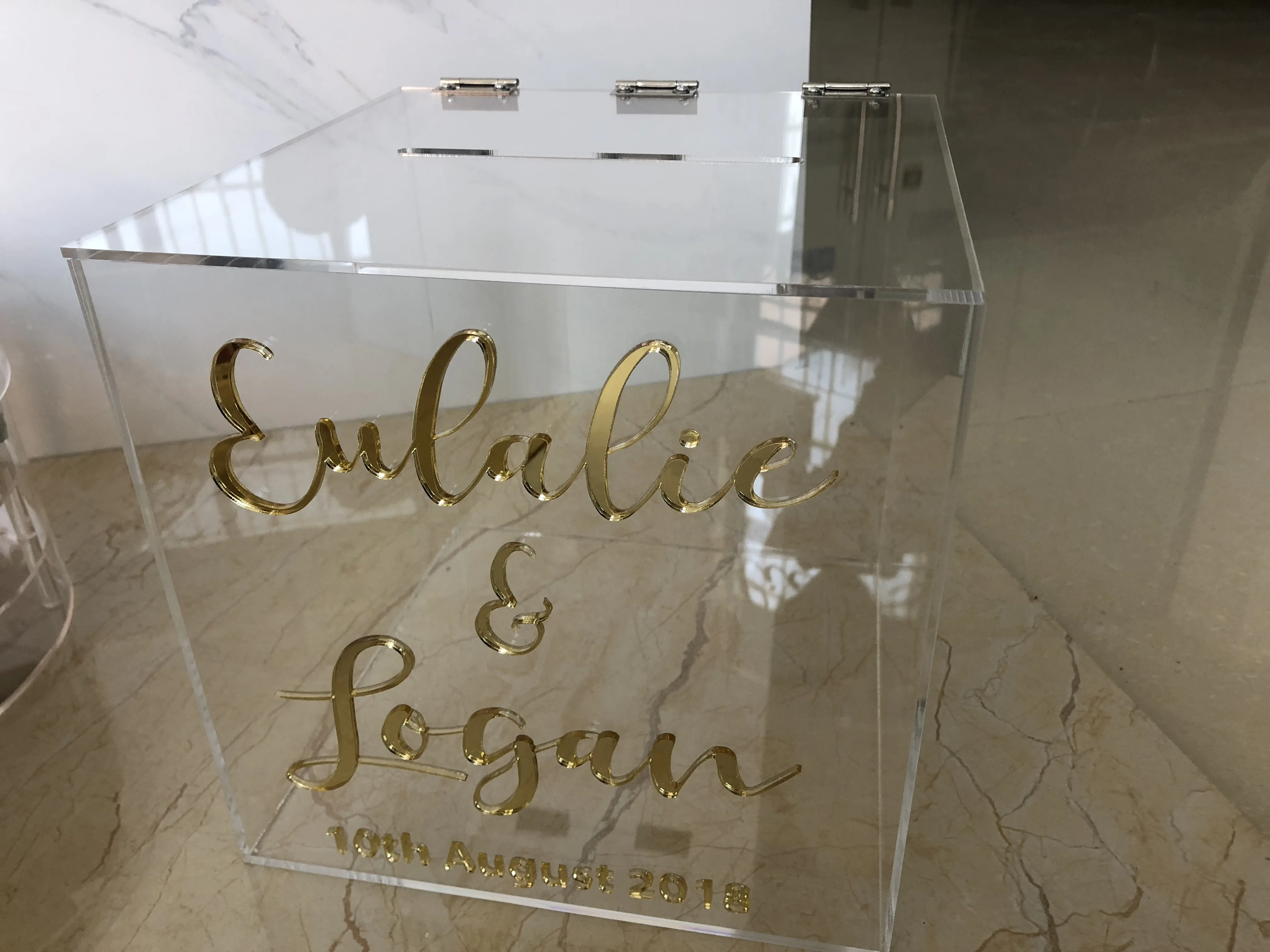 
Hot Sale Customized Size Acrylic Charity Donation Box Wedding Wishing Well box 