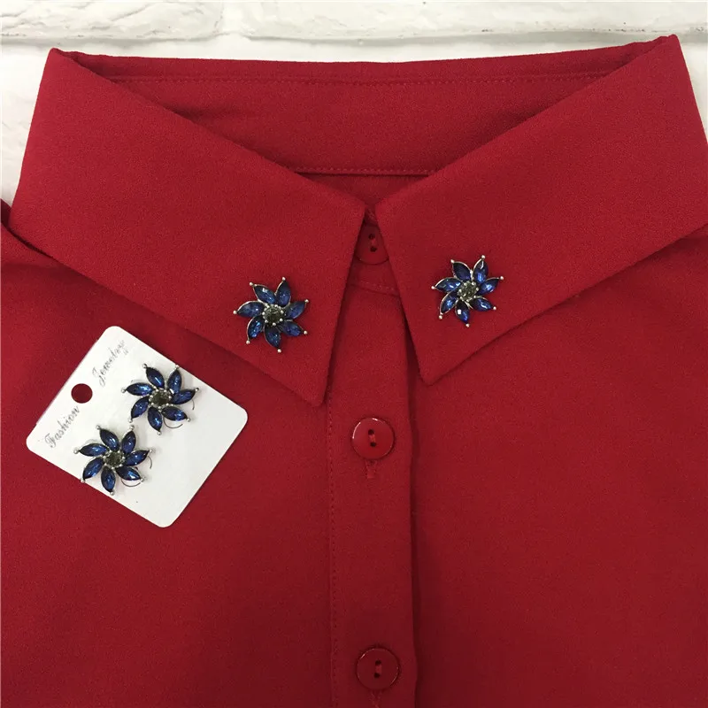 Casual Detachable Collars False Collar Lapel Blouse Top Women Clothes Accessories Shirt Fake Collar and earring