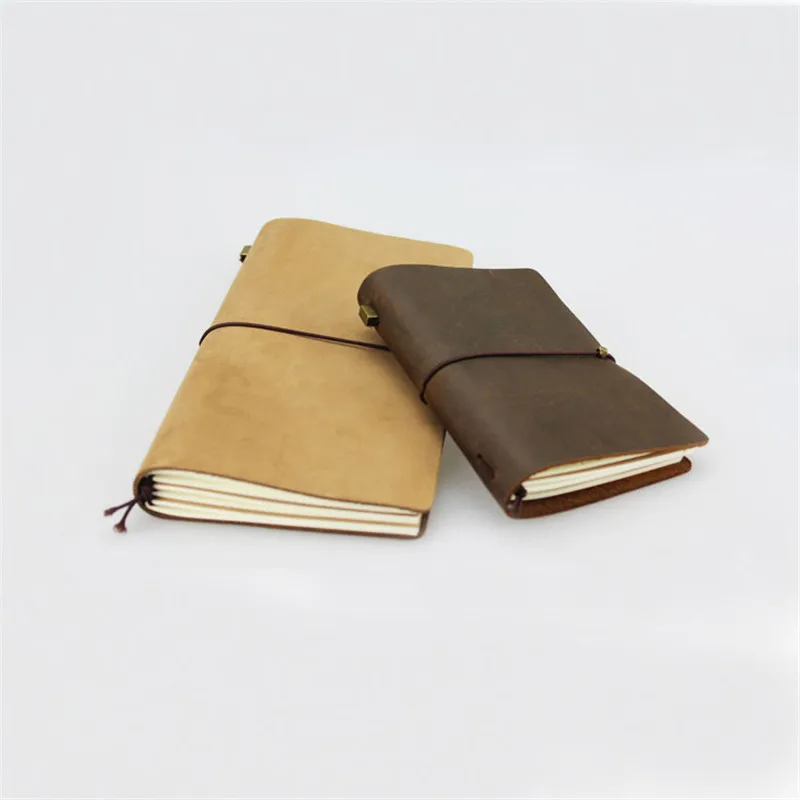Vintage Leather Handmade Leather Notebook Journal Paper Sketchbooks Travel Journals Writing Blank Diary 2 Colors