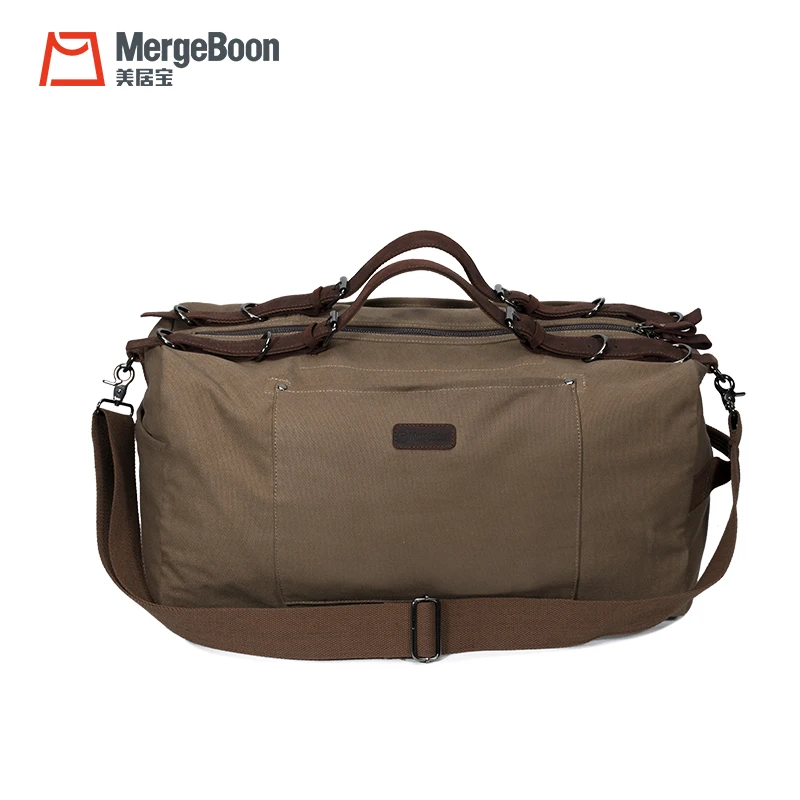 Manufacturer custom logo waxed canvas weekender duffle bag for travel