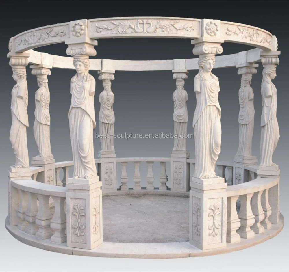 ancient marble roman column gazebo with iron dome roof for sale