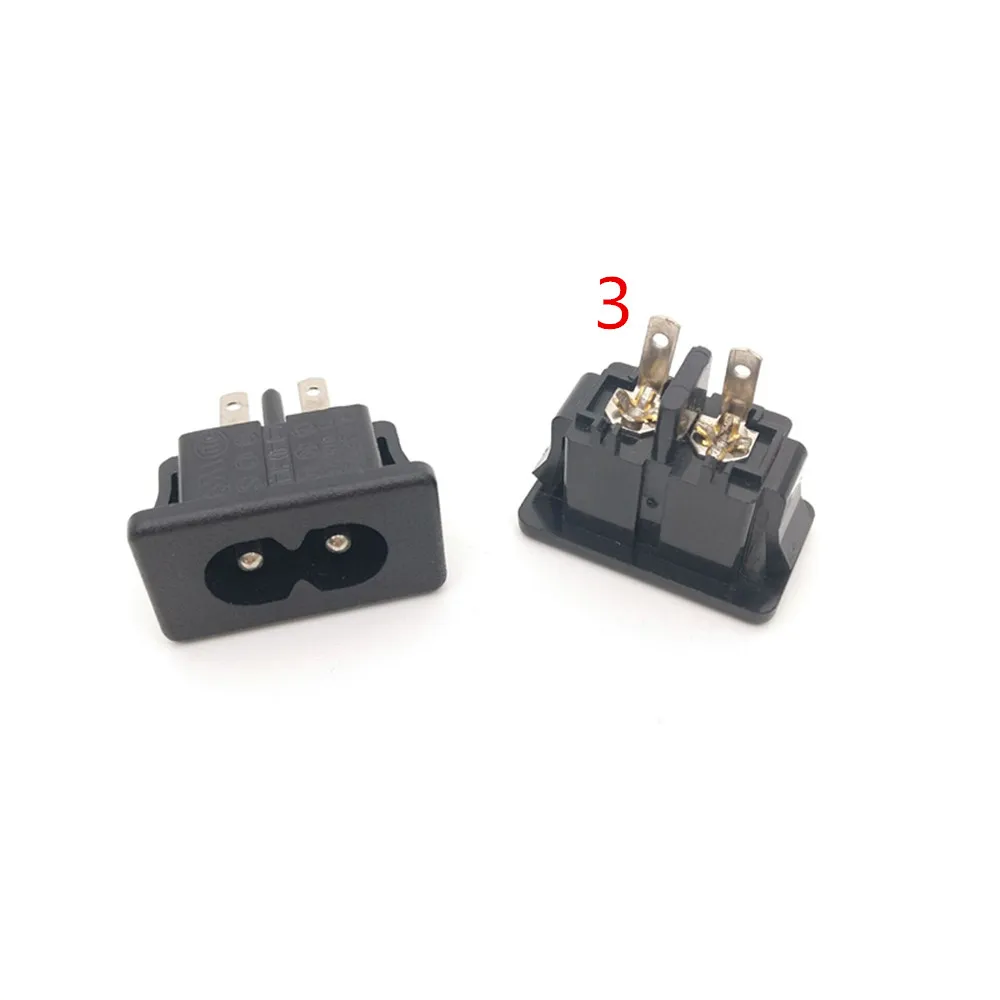 IEC 60320 C8 AC Power Socket Connector AC 250V 2.5A 2Pin