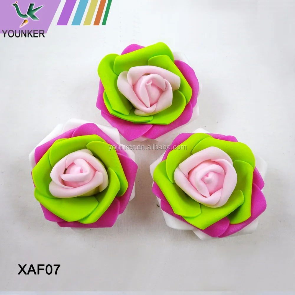 
8CM Cheap Artificial colorful EVA Foam Rose Flowers Head for Wedding Decoration 