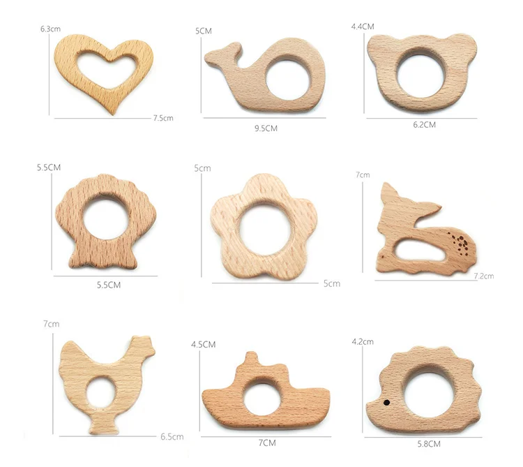 
Food Grade Bpa Free Kitten Cat Shape Hand-carved Untreated Natural Beech Wood DIY Toy Teether 