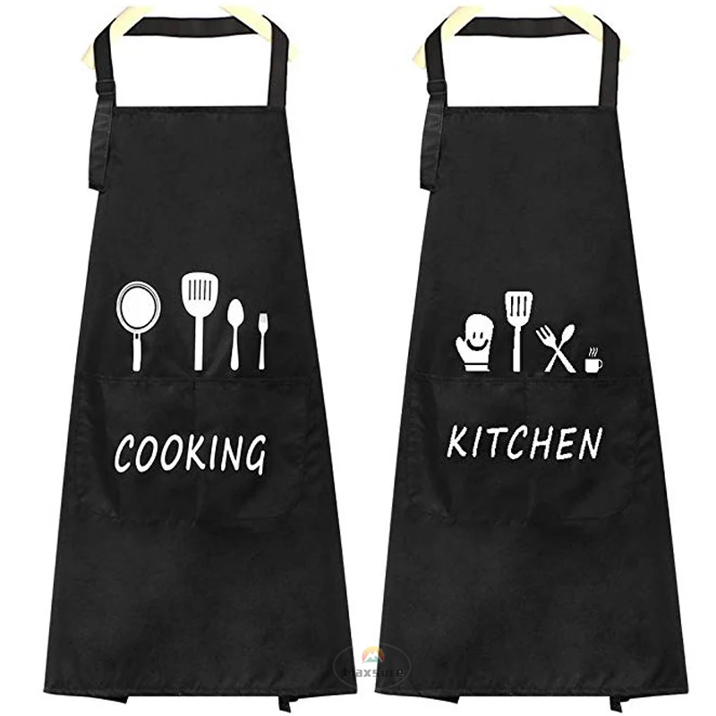 Ldeal for Kitchen Dishwashing Cleaning Painting Black 2 Pockets Chef Apron