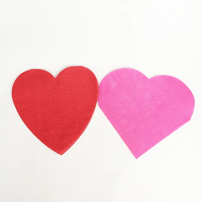Die Cut Heart Shaped Printed Paper Napkins For Romantic Party