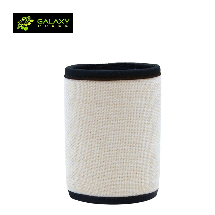 New material coming! Sublimation Textile blanks Linen Can Cooler with Black edge