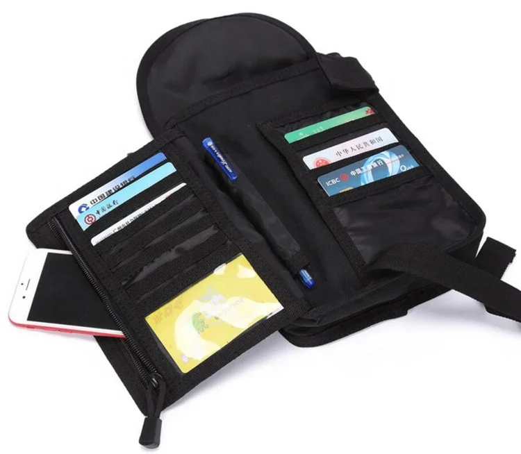 Top Nylon Mobile Phone Case Passport Bag With Shoulder Belt Strap Business Credit Name Bank Cards Pouch With Pencil Holder Cover