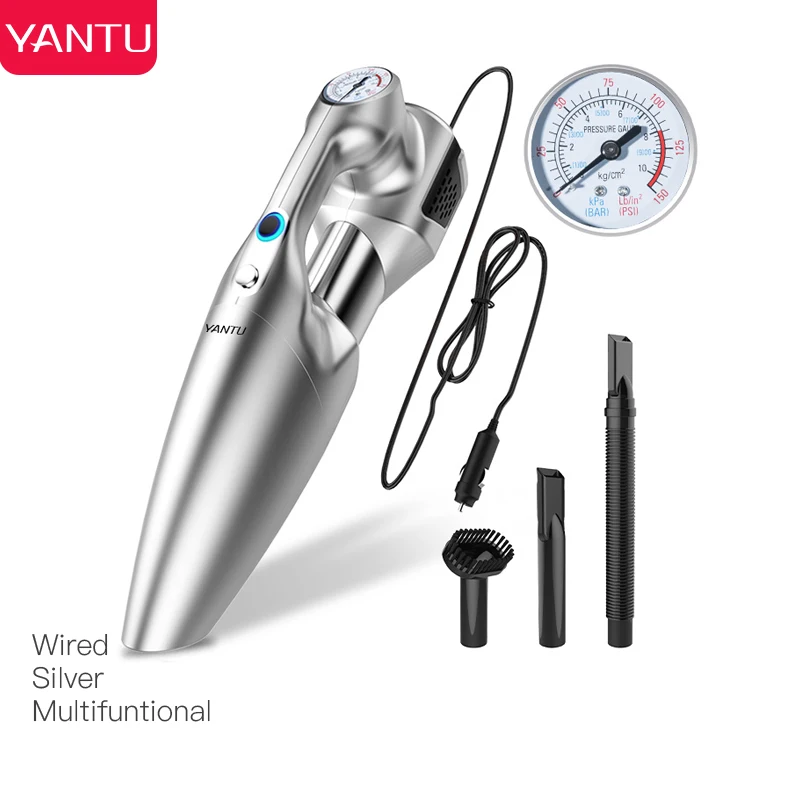 YANTU E05 silver high powered wired 3 in 1 car tire inflator vacuum car cleaner