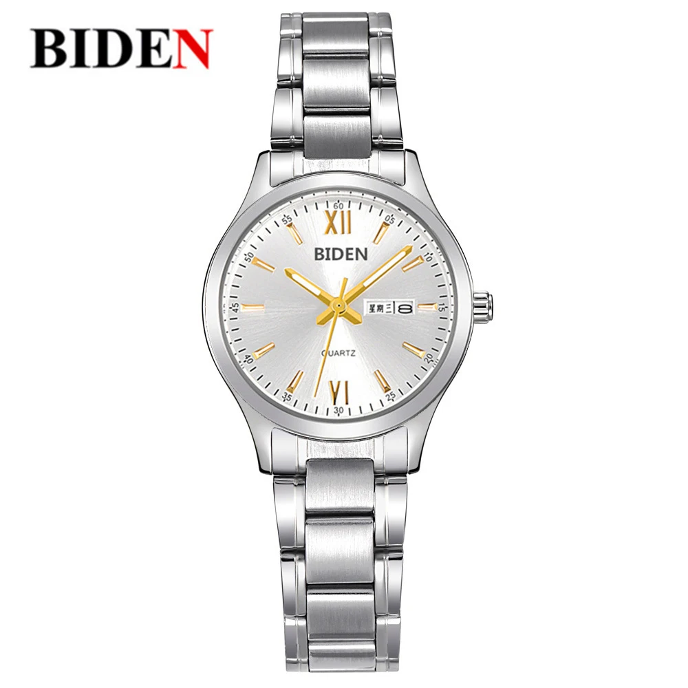 Biden couple watches japan movt quartz all stainless steel bezel watch