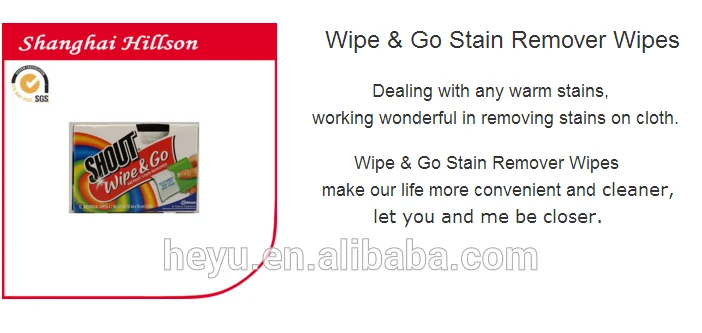 New design wipe&go stain remover wet wipes used for cloth