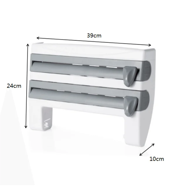 3 In 1 Plastic Wall-Mounted Paper Towel Holder,Spice Rack With Wrap Foil Dispenser,Kitchen Storage Organizer