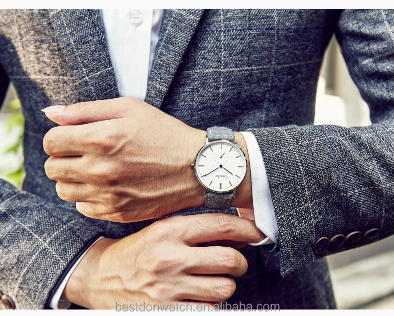 Hot sale fuzzy leather watch japan movt brand your own watch custom logo watch men business
