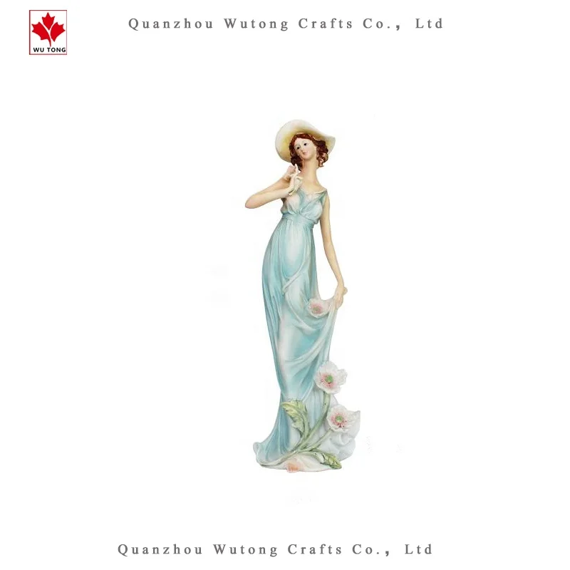 Custom resin beauty figurine lady statue character sculpture home decoration gift