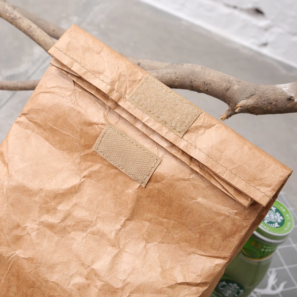 Brown dupont kraft paper waterproof portable thermal insulation lunch bag for picnic