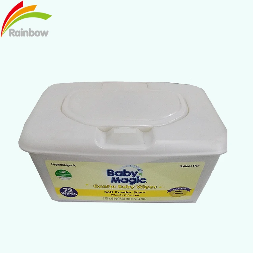 Plastic Box Baby Wipes 72 Pcs Case Travel Baby Wet Wipes Cleaning Box Patient OEM ODM Private Label Service Non-woven Unscented