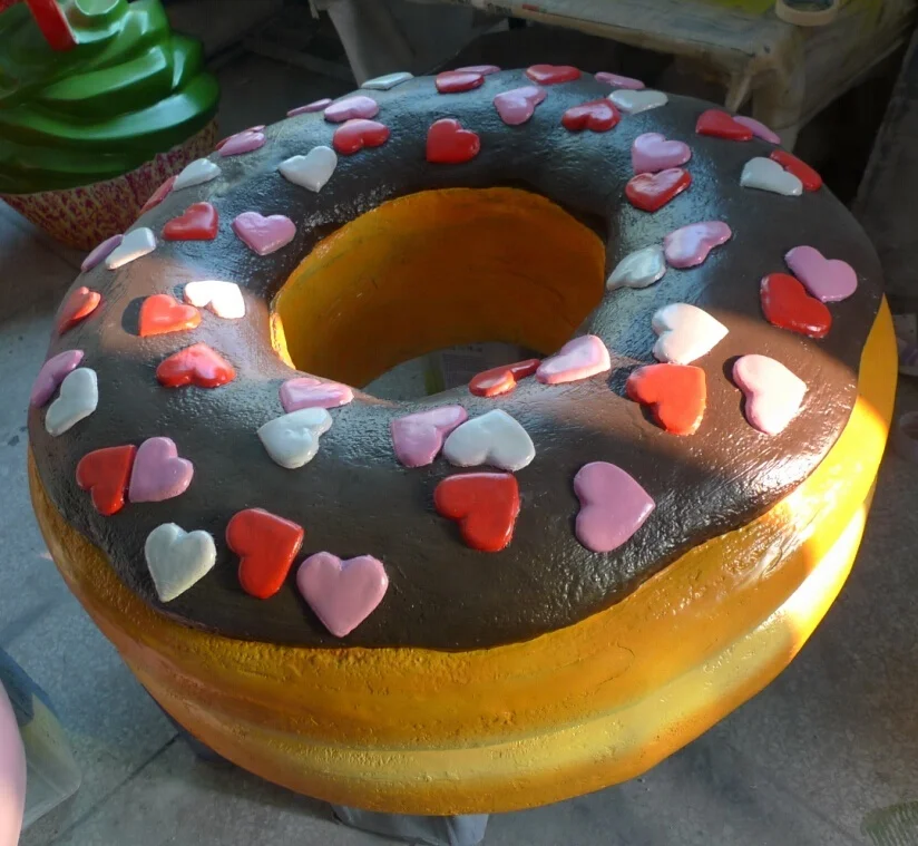Fiberglass Large Donut Fiberglass Doughnut Sculpture for Bakery Shop