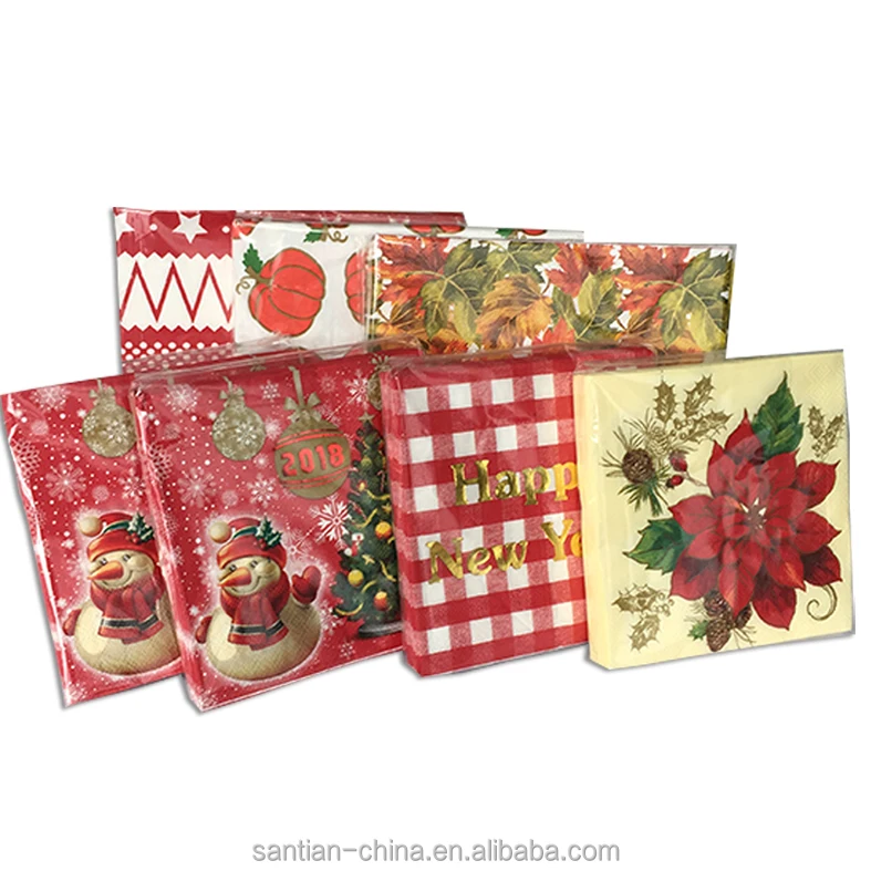 Christmas Paper Napkins In Size Of 25x25 cm For Party