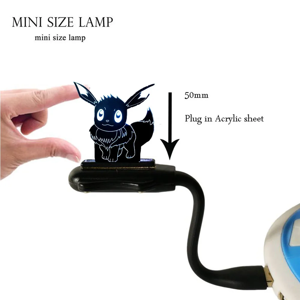 New LED Reading  Lava lamparas Pokemon Go Action 3D Mini USB Lamp For Laptop Pikachu Eevee  Bulbasaur Kids Toy Gift Night Light