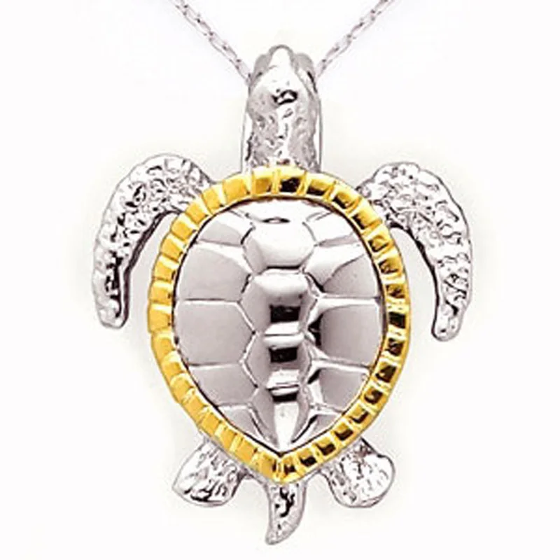 Индивидуальное двухцветное ожерелье с подвеской в виде черепахи из стерлингового серебра 925