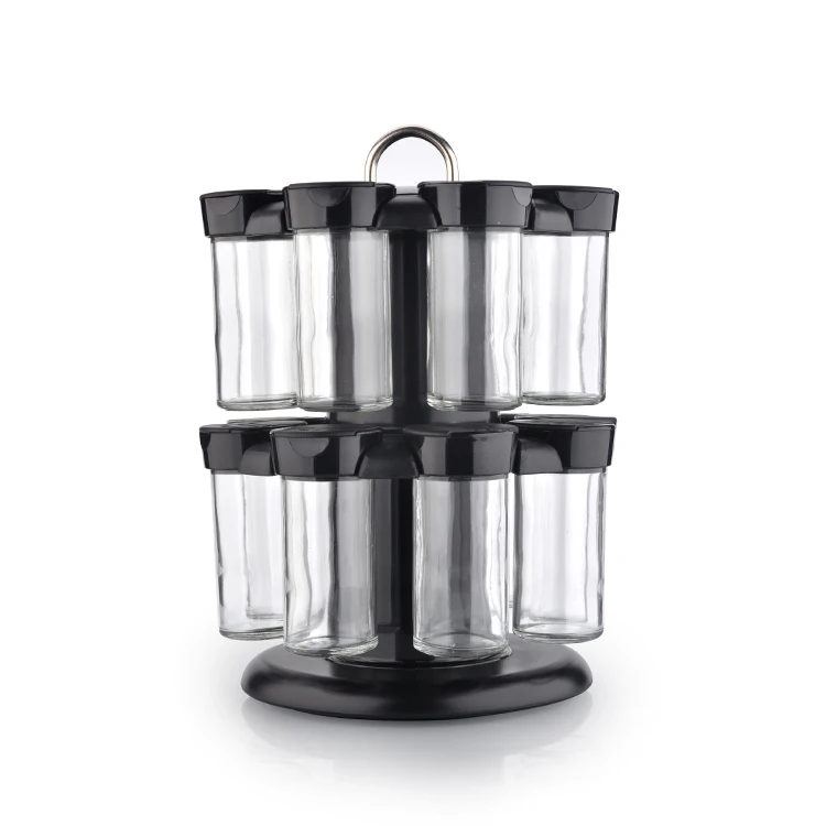Kitchen & tabletop 16pcs Double-layer Rotary Plastic Spice Rack Sets With Spice jar