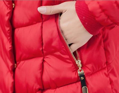 Stylish latest design korean style women down cotton slim elegant winter warm thick ladies long down jacket