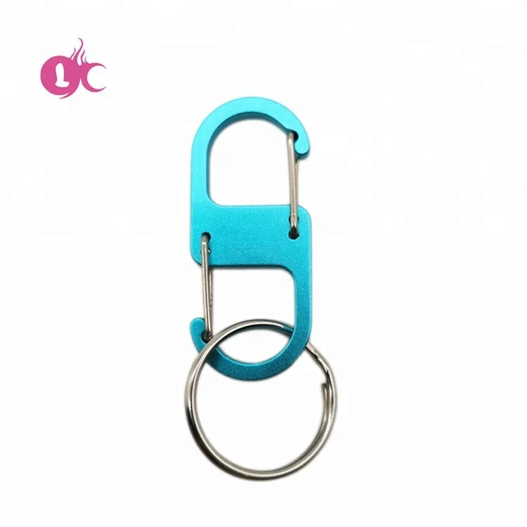 Manufacturer promotion gifts custom logo S Shaped mini climbing carabiner aluminum with split ring