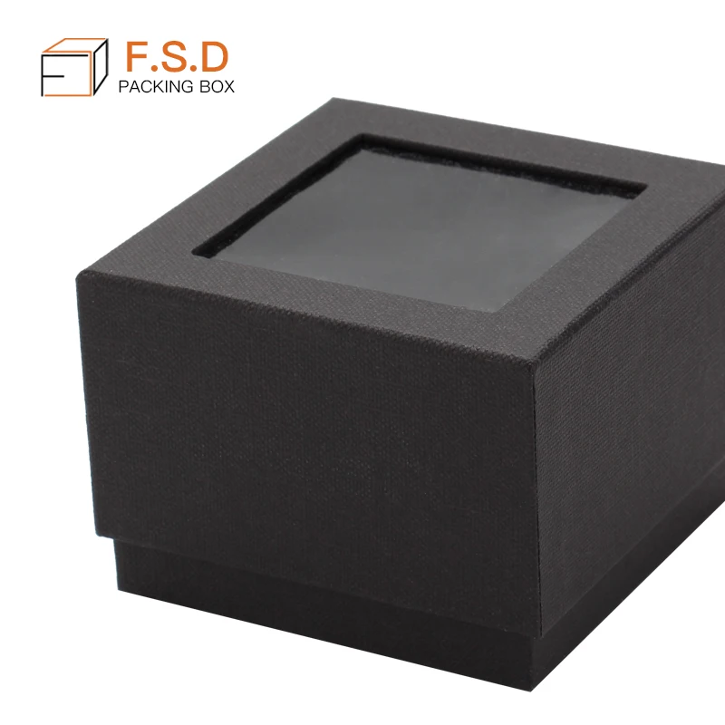 FSD custom single paper transparent  pvc window watch packaging box  wrist watch gift  box