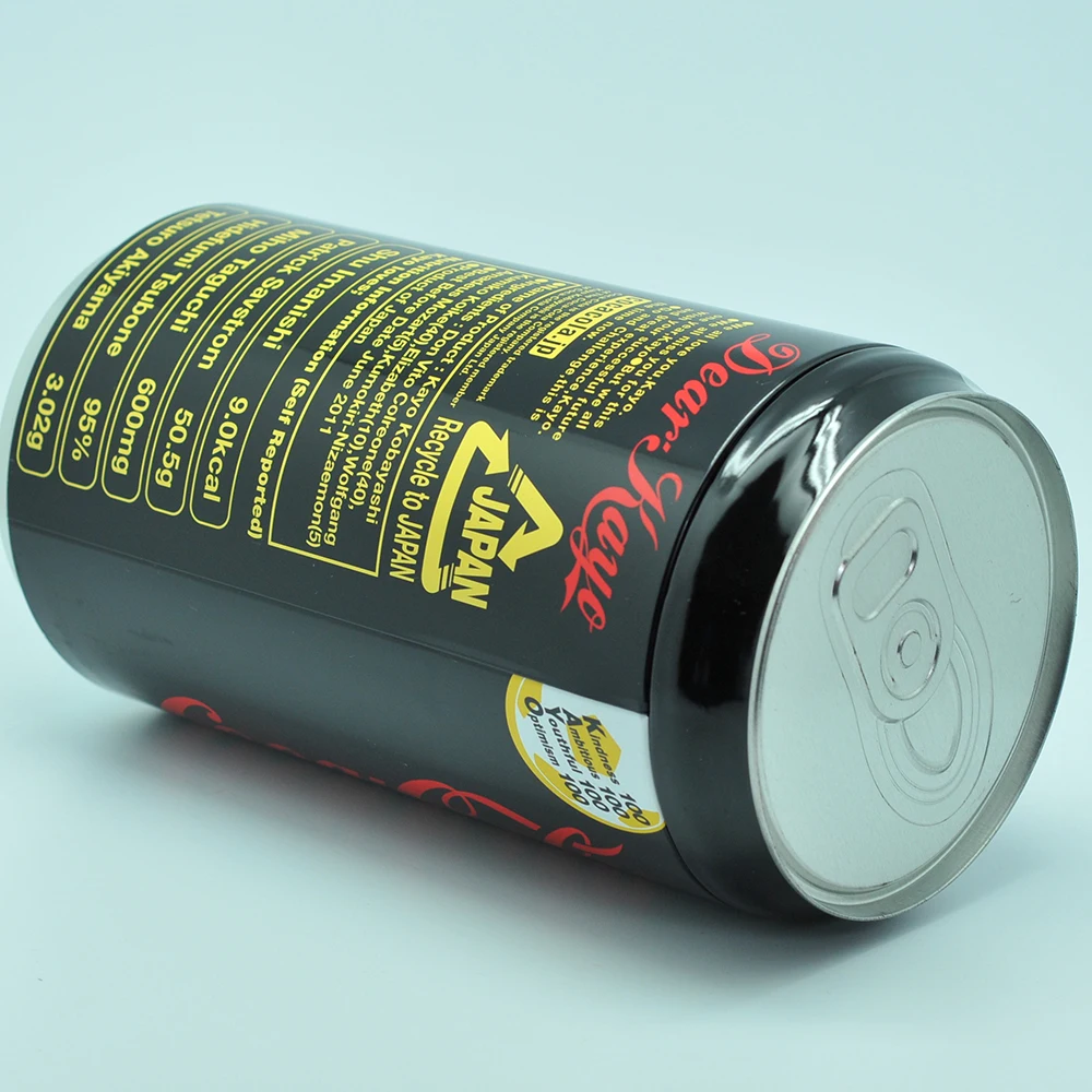 Funny ring pull tin cola can shape round small black tin can Christmas packaging