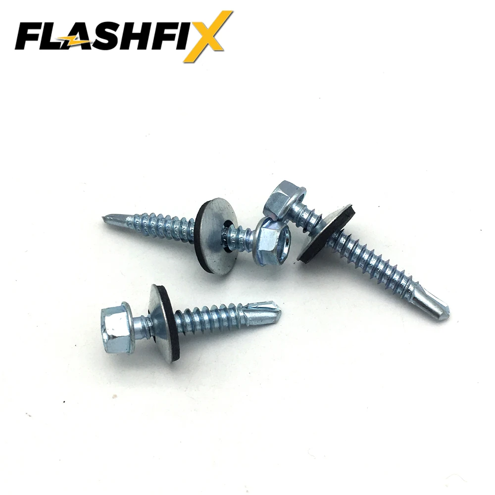 Hex Washer Head Recessed Self Tapping Drilling Screw With EPDM Boned Washer