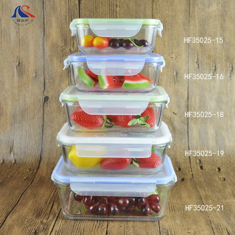 Multiple Sizes Square Microwave Oven Safe Glass Storage Container Sustainable Lunch Bowl Airtight Rectangular Bento Boxes