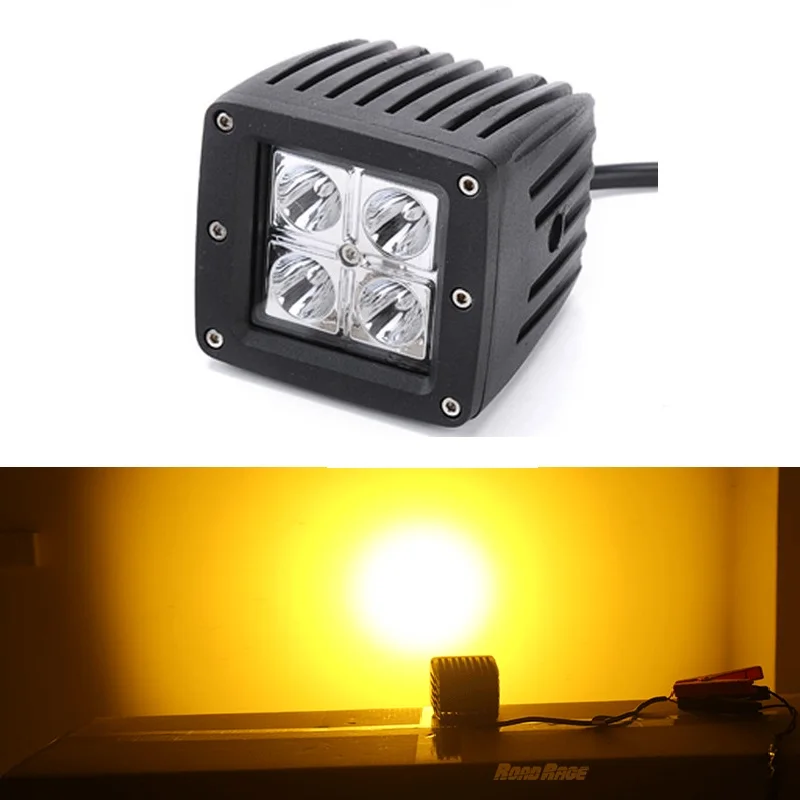 3 дюймов квадратный водонепроницаемый 12 Вт Желтый Янтарный Свет Рабочая лампа для автомобильных/внедорожник/грузовик /мотоцикл