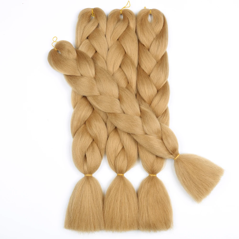 24'Long Strands Ombre Jumbo Synthetic Braiding Hair Crochet Blonde Hair Extensions