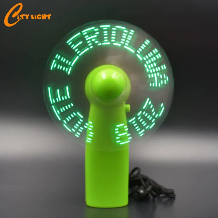Wedding Valentine Portable Hand fan Custom Mini LED Message fan with led light rechargeable