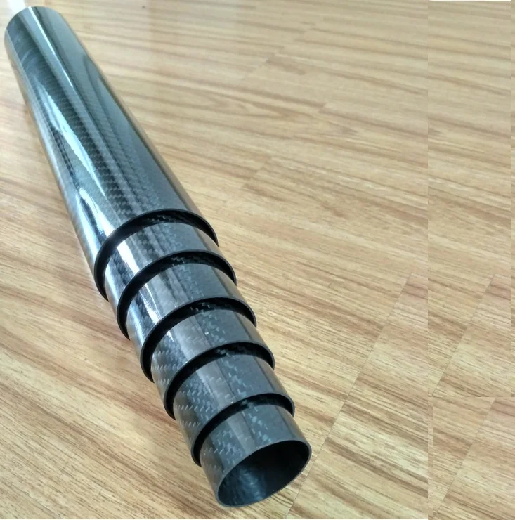 Труба из углеродистого волокна 3K саржевого глянцевое углеродное волокно, телескопическая стрела шест из углеродного волокна, сужает Полюс