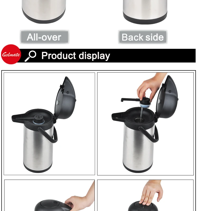 wholesale Stainless steel Lever insulated isolation thermal thermos vacuum airpot pump pot 2.5L 3.0L 3.5L 4.0L 4.5L 5.0L