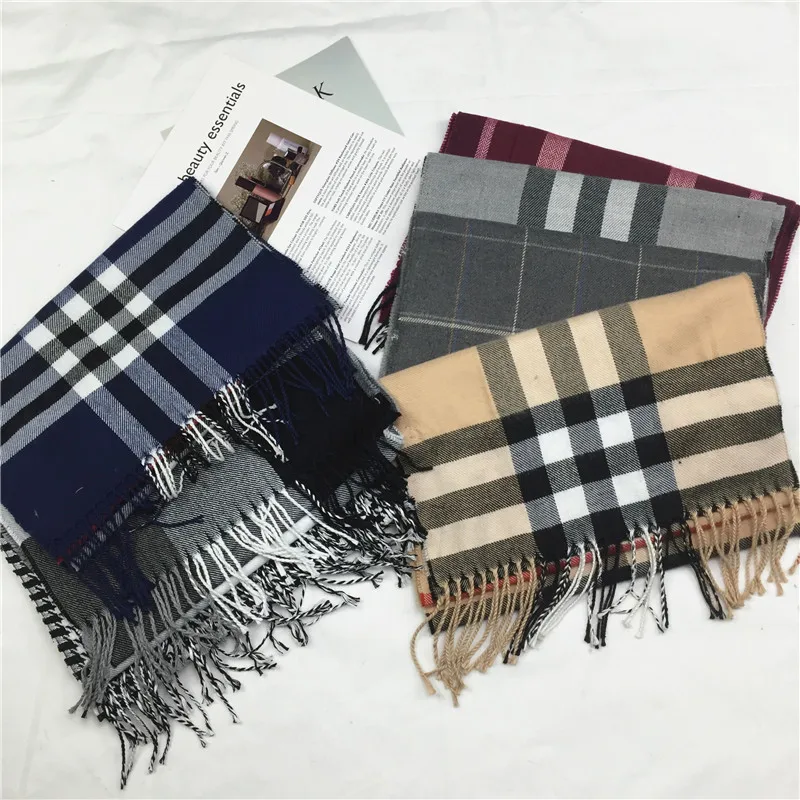 Cosum wholesale cheap thick scottish plaid acrylic lady scarf shawl winter blanket cashmere scarf