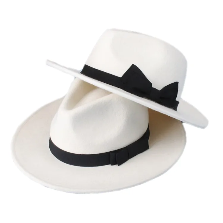 MICHAEL JACKSON MJ wool felt White panama hat Fedora Wool Hat Cap Costume hat white wool