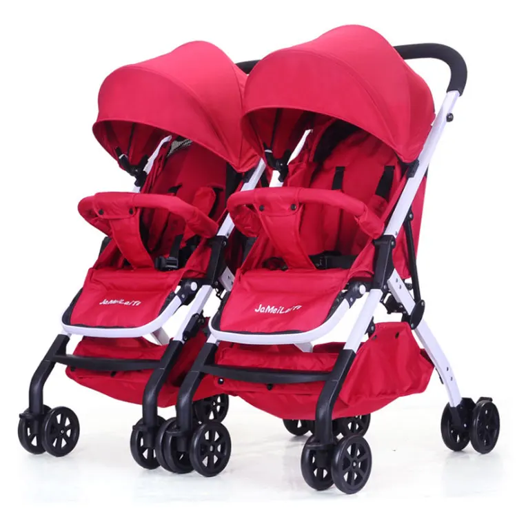 Shock absorb aluminum alloy frame flax double seats baby lightweight double strollers