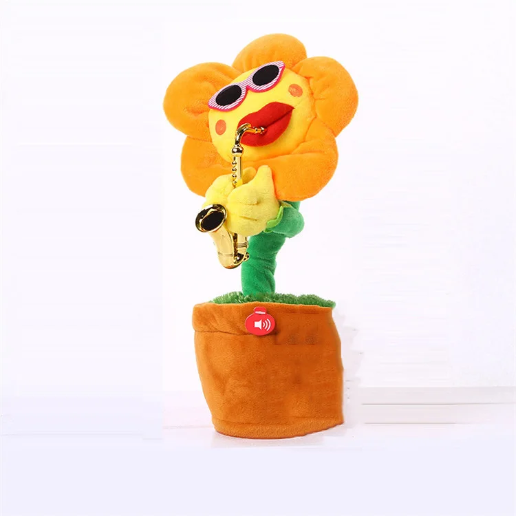 
electric sunflower singing dancing saxophone plush musical toys for children 