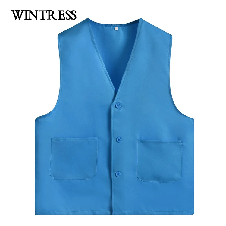 Vest For Supermarket Clerk Work Uniform Vests With Pockets