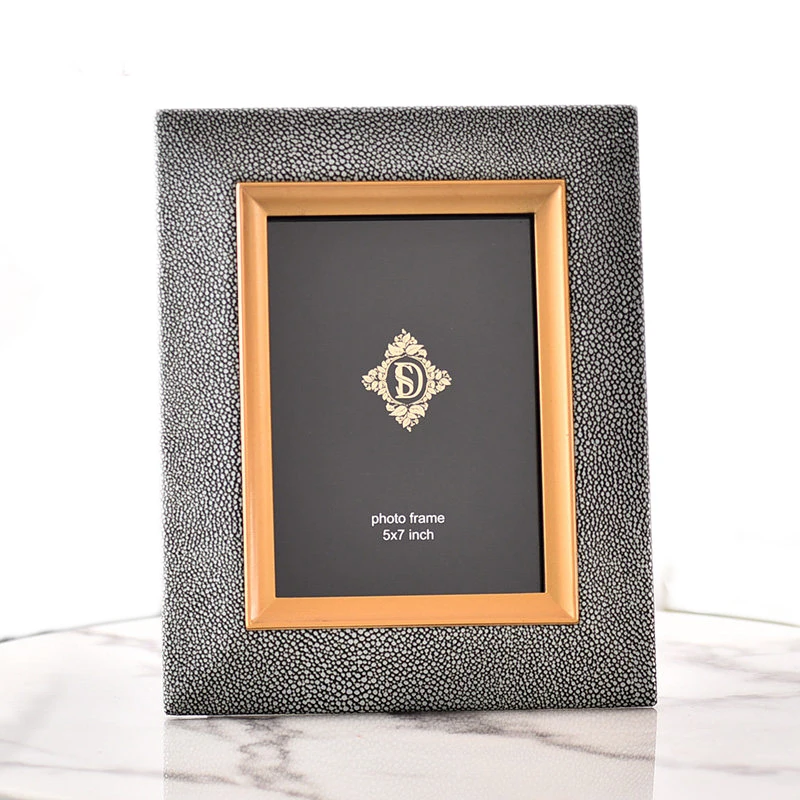 Modern light luxury model room alloy photo frame leather photo frame set 6 inch 7 inch decorative picture frame soft decorations