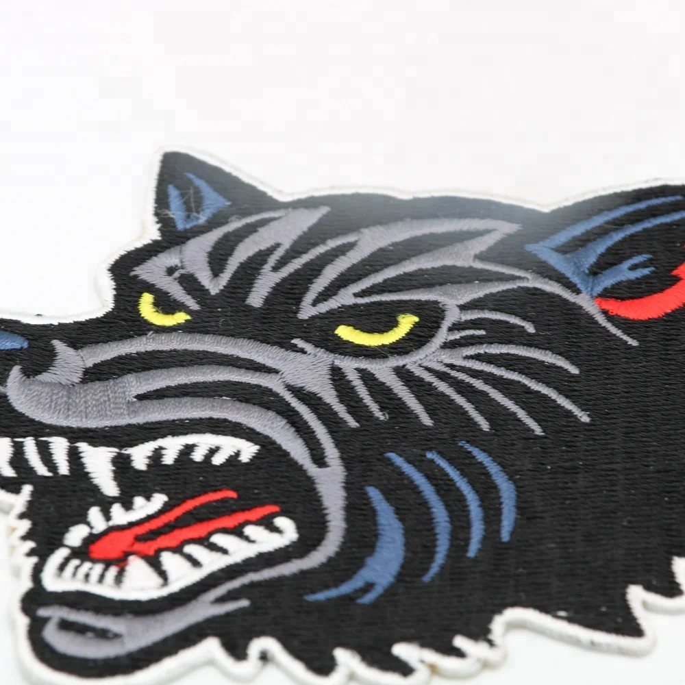 CUSTOM 3D logo embroidery wolf patch design iron on clothing badge