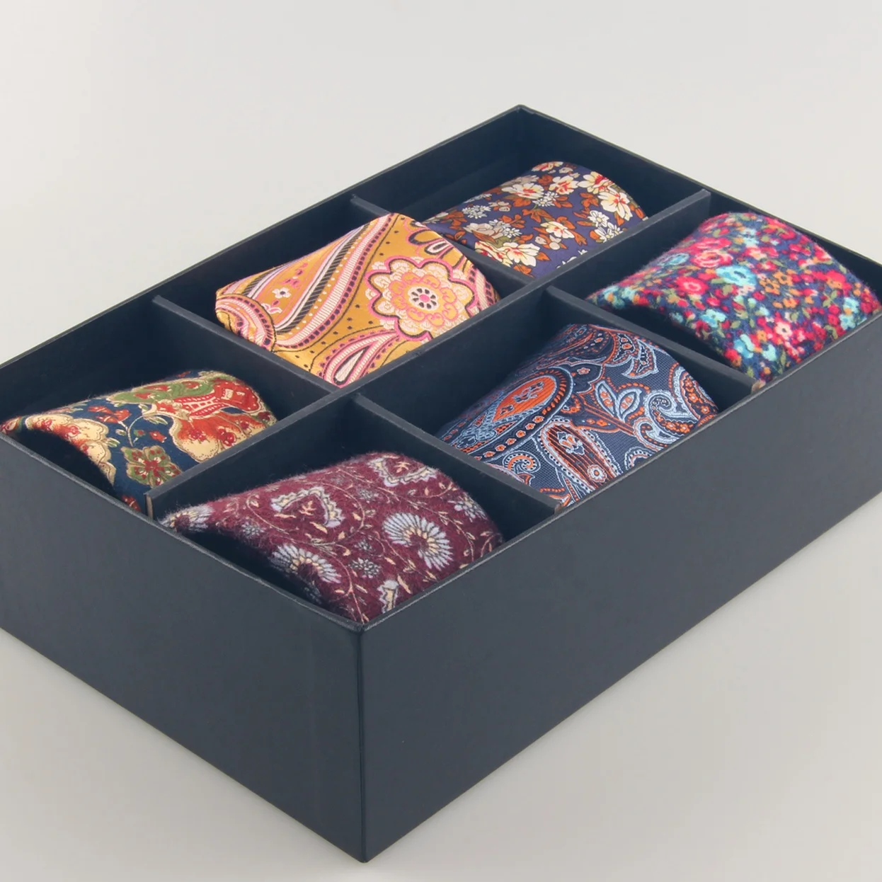 Набор мужских галстуков из 100% шелка в клетку с цветочным принтом Пейсли