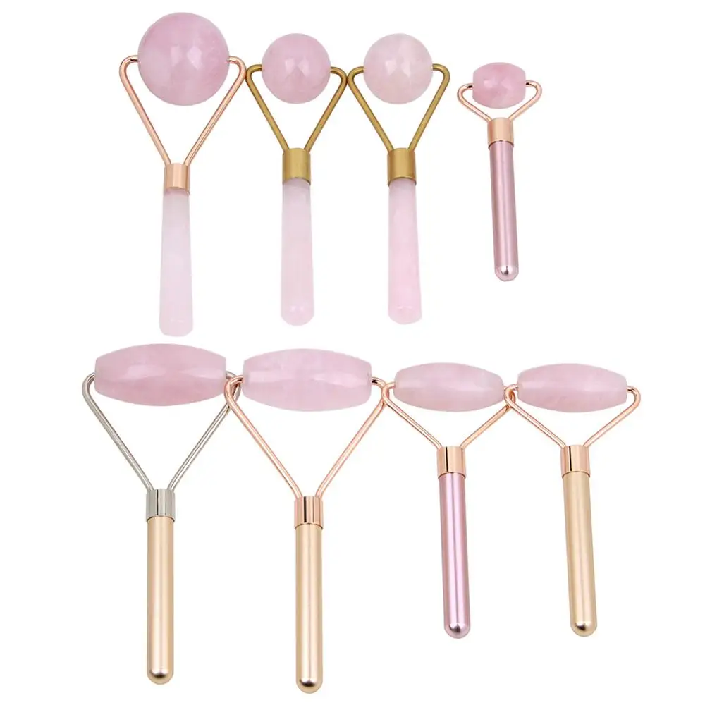High Grade Metal Facial Massage Roller Natural Rose Quartz Jade Roller Slimming Anti Wrinkle Cellulite Beauty Roller