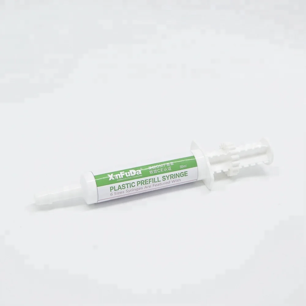 30ml PE piston irrigation syringe tip cap plastic packaging materials used in veterinary from disposable syringe manufacturer