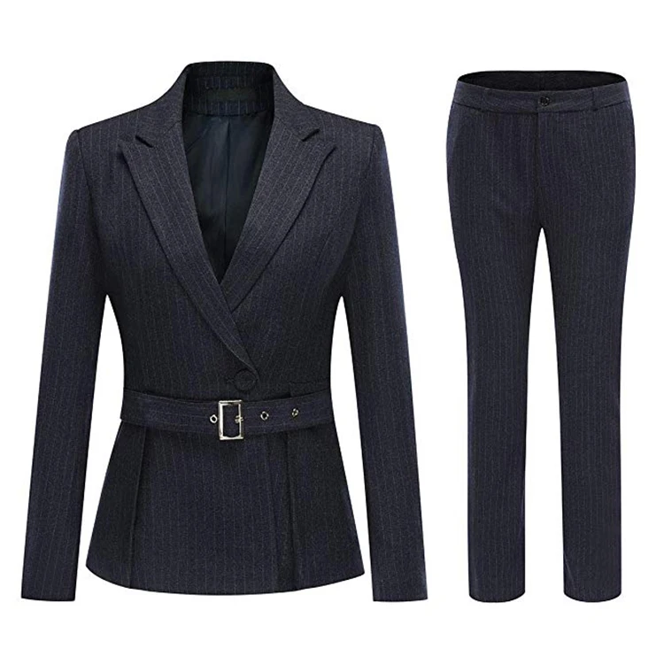 Custom Fashion Slim Fit Two Pieces Office Uniform Coat Pants Female Business Suit New Style Women Blazer Pant Set
