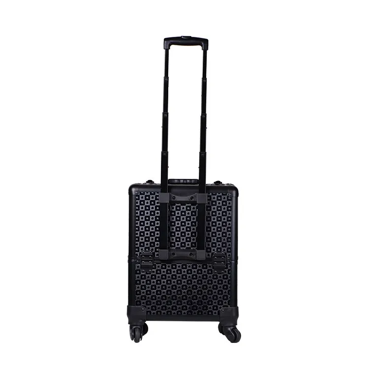2018 New Design Beauty Vanity Case,Travel Luggage Cosmetic Organizer, Aluminum Train Case Trolley