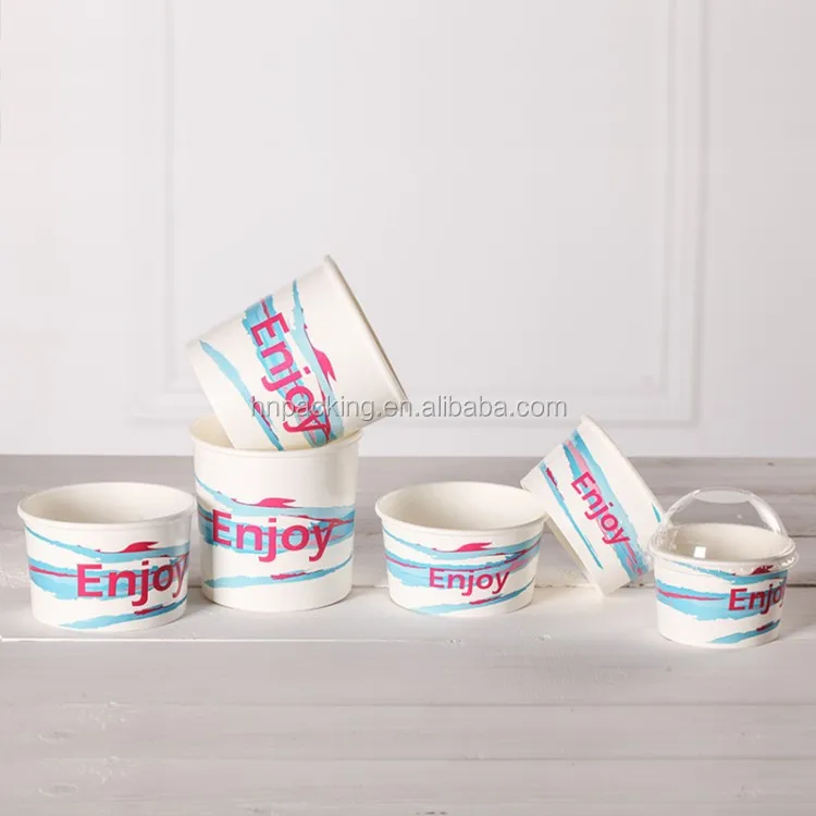 Ice Cream Paper Cups for Roll Print with Lid Disposable Disposable Eco Friendly Stocked Biodegradable,disposable Craft Paper