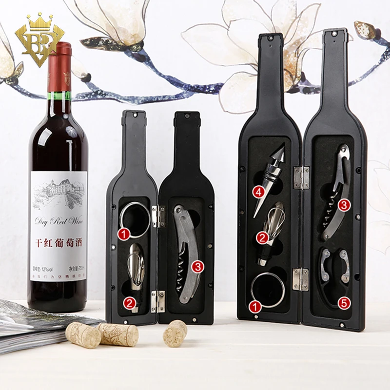 Perfect Gifts 3pcs Bottle Shape Case 3 Pieces Wine Bottle Accessory Kit